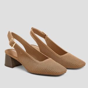 Vivaia Square-Toe Block Heels (Melody Slingback)
